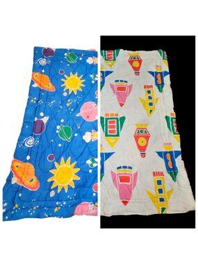 VTG Dan River Wendy Waselle's Learning Line Space Race Comforter Full Reversible